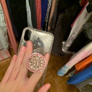 Cute pink gem pop socket IPhone 11 case